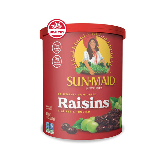 Sun-Maid 13 oz Resealable California Sun-Dried Raisins for Healthy Snacks and School Lunches, Non-GMO and No Added Sugar