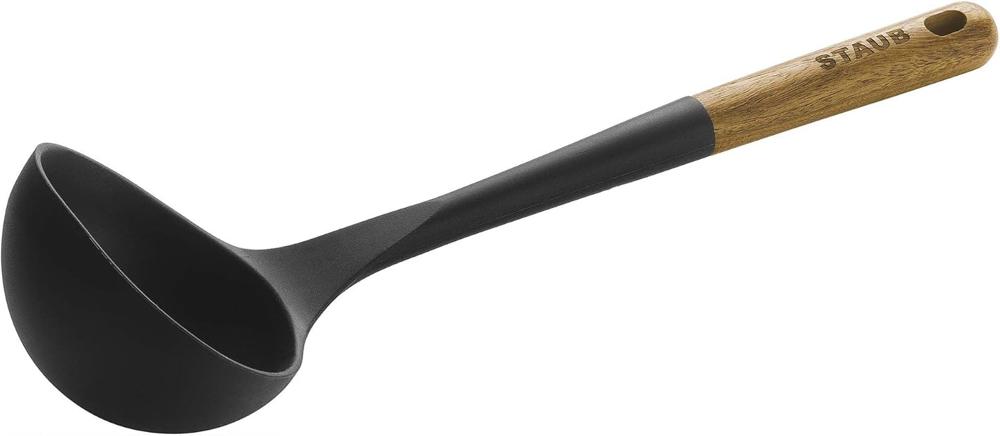 Staub Silicone with Wood Handle Cooking Utensil, Multi-function Spatula Spoon | BPA Free Silicone Cooking Spoon, Heat-resistant Silicone Head, Durable Acacia Wood Handle. Safe for All Cookware Surfaces.