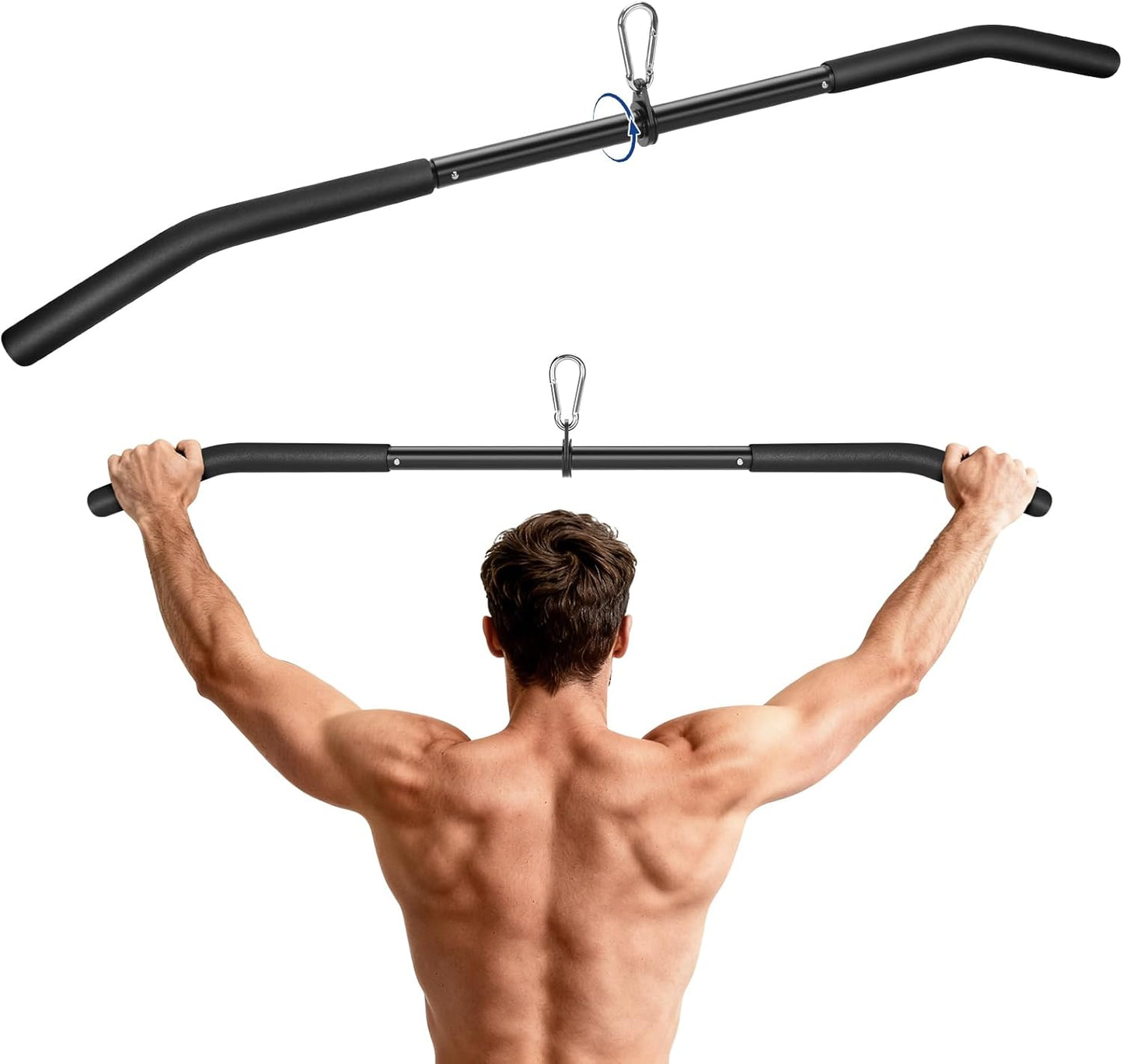 39.7'' Lat Pulldown Bar with 360° Rotation, Curl Tricep Press Down for Strength Workouts