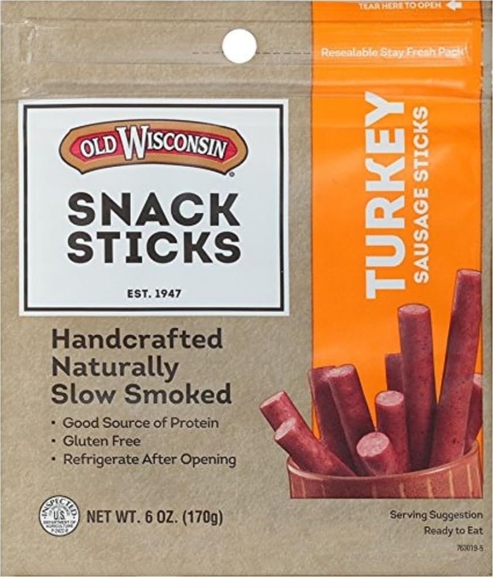 Old Wisconsin Turkey Sausage Snack Sticks, 6 Ounce Resealable Package, Made in USA