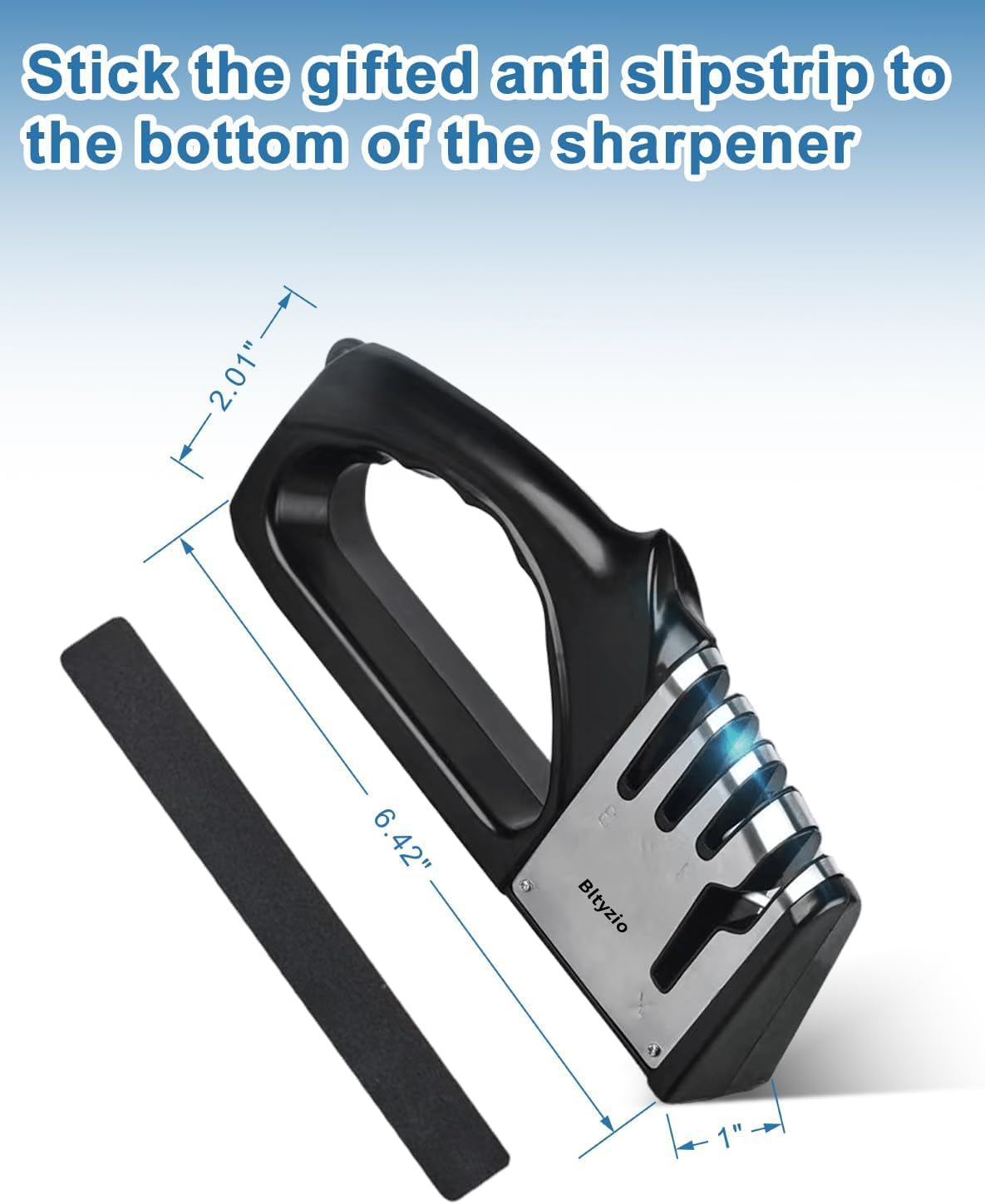 4-In-1 Manual Knife Sharpener for Kitchen Knives & Scissors, Professional Pull-Through Knife Sharpener with Tungsten Steel & Ceramic Slots, Non-Slip Base, Easy to Use for Chef Knives & Kitchen Knives