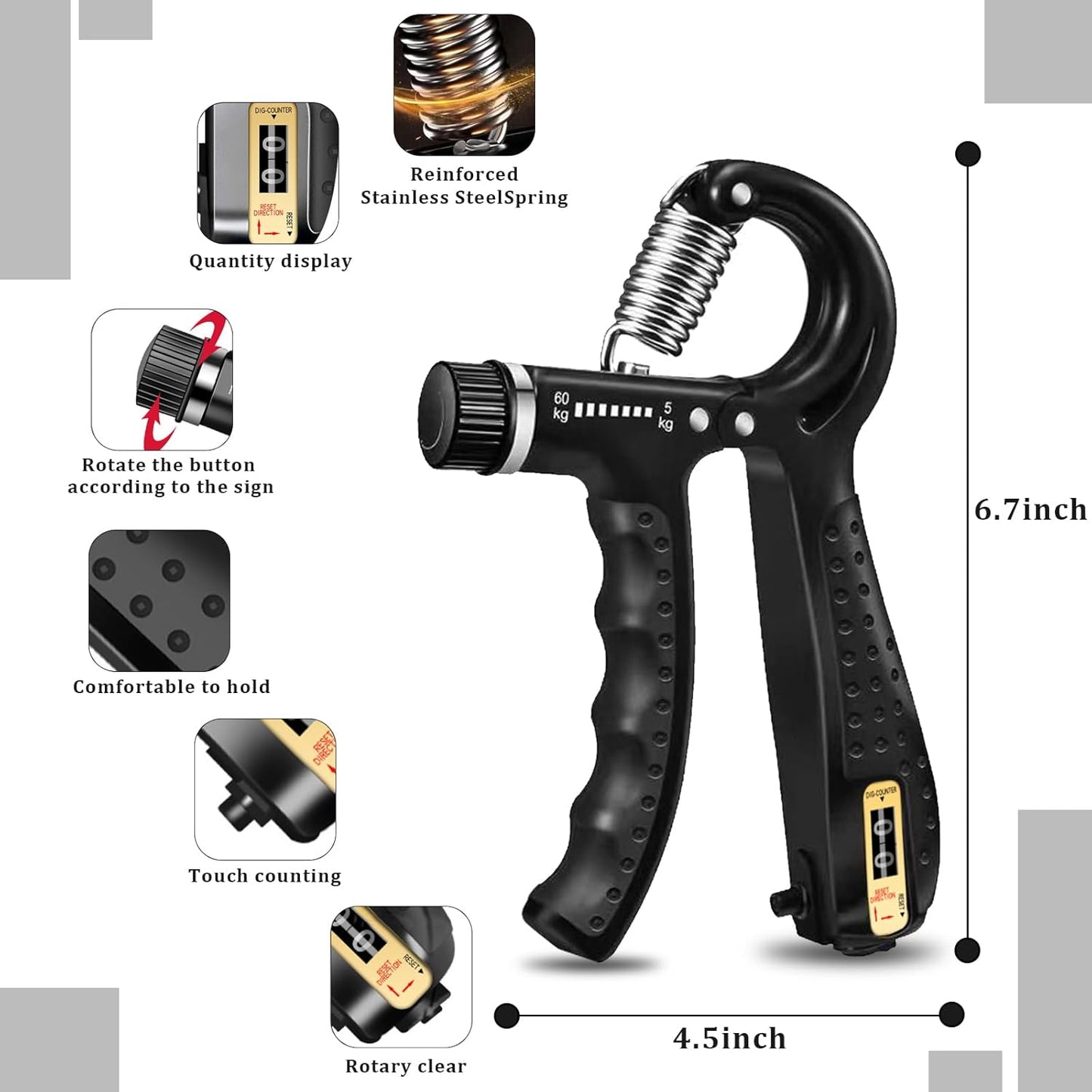 Grip Trainer Set: Forearm Strengtheners, Finger Trainers, Counting Grips, Balls (5-Pack)