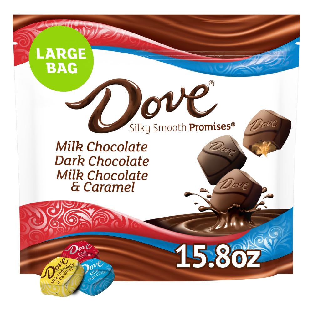 DOVE PROMISES Milk Chocolate, Dark Chocolate and Milk Chocolate & Caramel Assorted Chocolate Candy, 136 Ct Bulk Bag