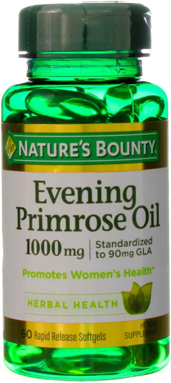 Nature's Bounty Primrose Oil 1000mg, Promotes Women's Health, Herbal Supplement, Gluten Free, 60 Rapid release Softgels