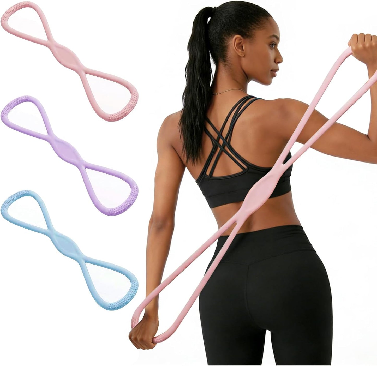 Figure 8 Resistance Bands for Women and Men, 8 Shaped Rubber Band for Fitness