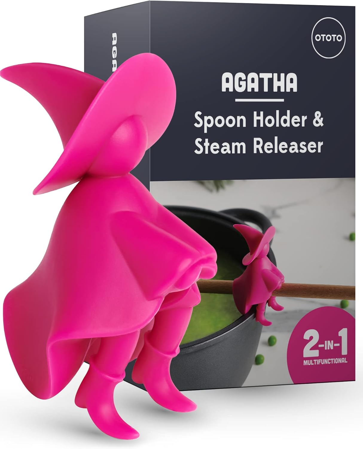 OTOTO 2 in 1 Silicone Spoon Rest & Steam Releaser - Large Spoon Holder for Stove Top - Unique and Useful Gift for Cooking - Heat Resistant Utensil Rest, Kitchen Gadgets, Red Gift (Red the Crab)