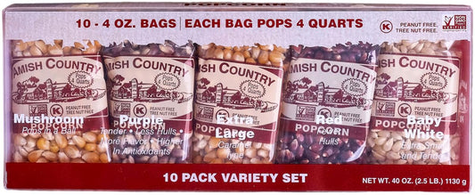 Amish Country Popcorn 4 Ounce Variety Kernel Gift Set 10 Pack Assorted