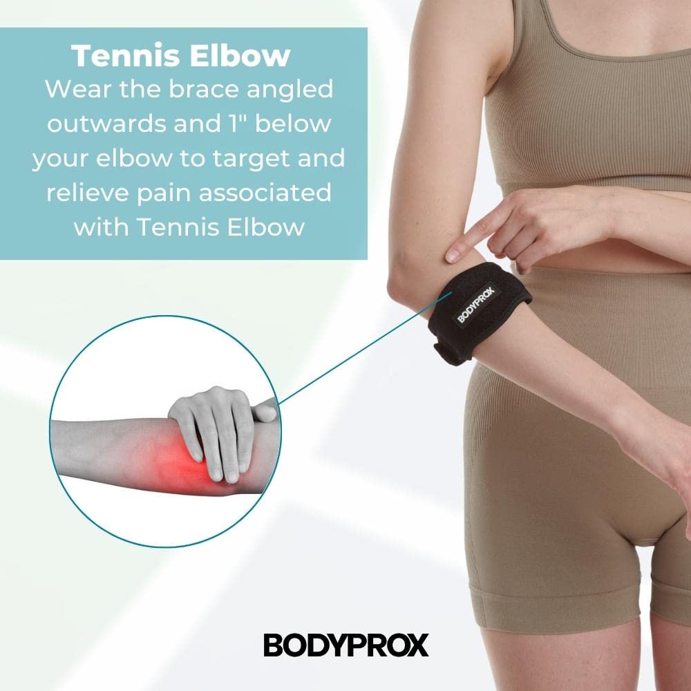 Bodyprox Elbow Brace 2 Pack for Tennis and Golfer's Elbow Pain Relief