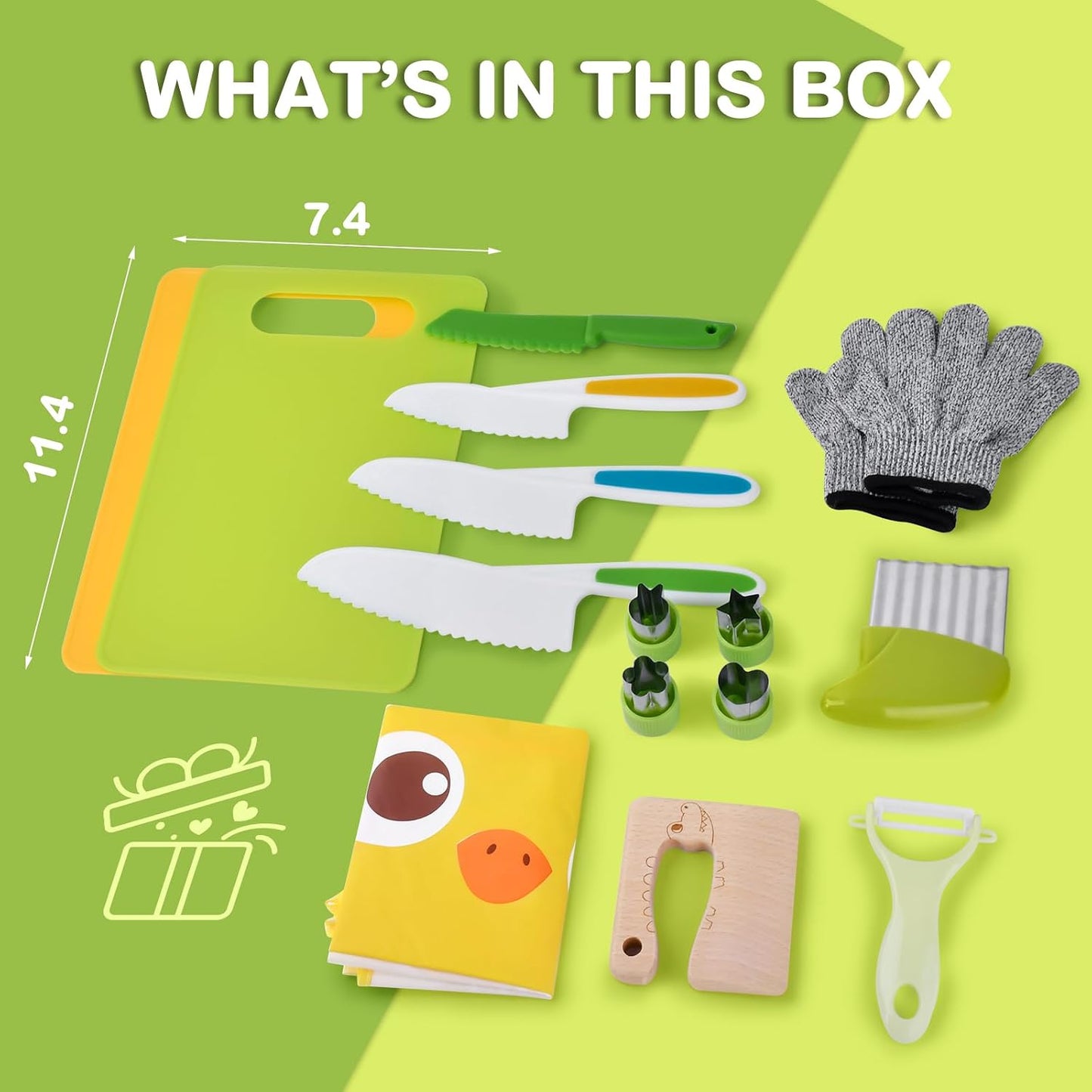 15PCS Montessori Kitchen Toys for Toddlers: Stocking Stuffers for Kids | Kids Safe Cooking Sets Real Knife Set for Real Cooking - Easter Basket Stuffers Christmas Birthday Gifts for Boy Girl