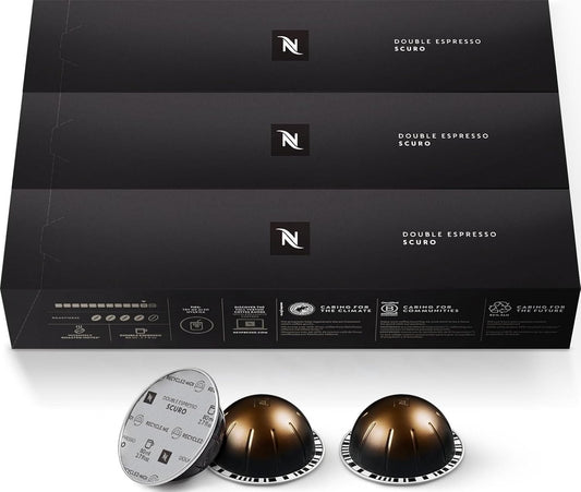 Nespresso Capsules Vertuo Double Espresso Scuro Dark Roast Coffee Pods 30-Count