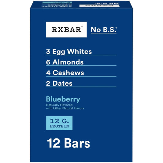 RXBAR Blueberry Protein Bars, 22oz Box, 12 Count, Gluten Free
