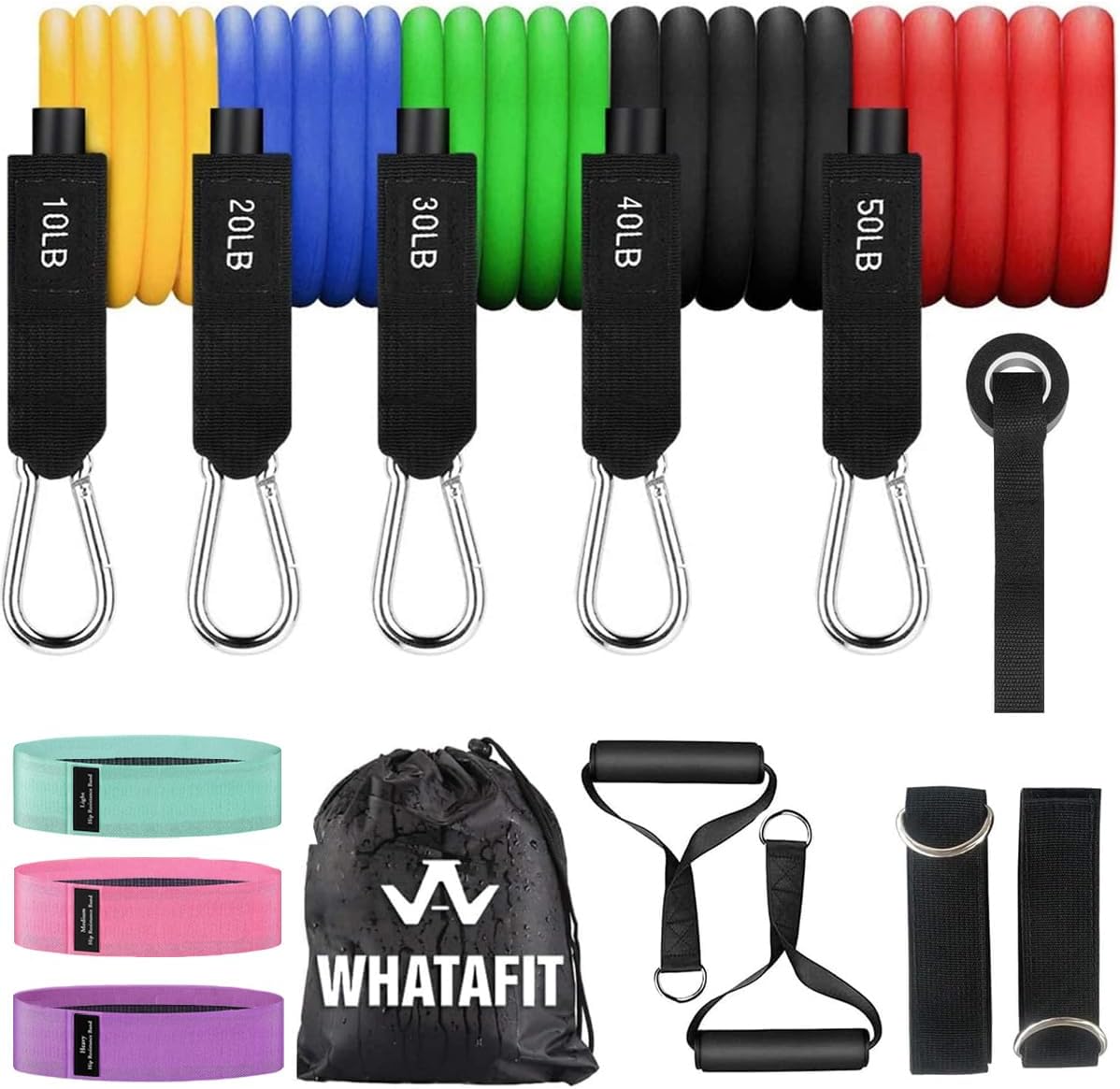 WHATAFIT Resistance Bands with Handles and 5 Adjustable Levels