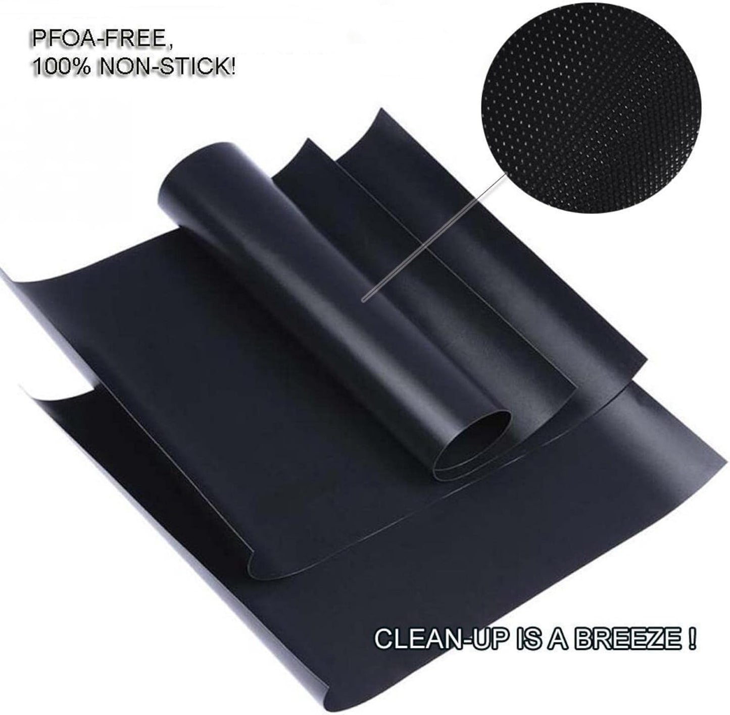 Grill Mat Set of 6, Non-Stick, 15.75 x 13 Inch, Black | Reusable Mats for Gas, Charcoal, or Electric Grills, Easy to Clean