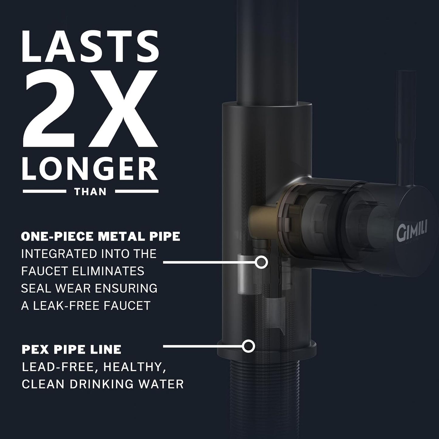 GIMILI Black Kitchen Faucet with Pull Down Sprayer Single Handle Single Hole Rv Kitchen Faucet for Farmhouse Bar Laundry Outdoor Sink