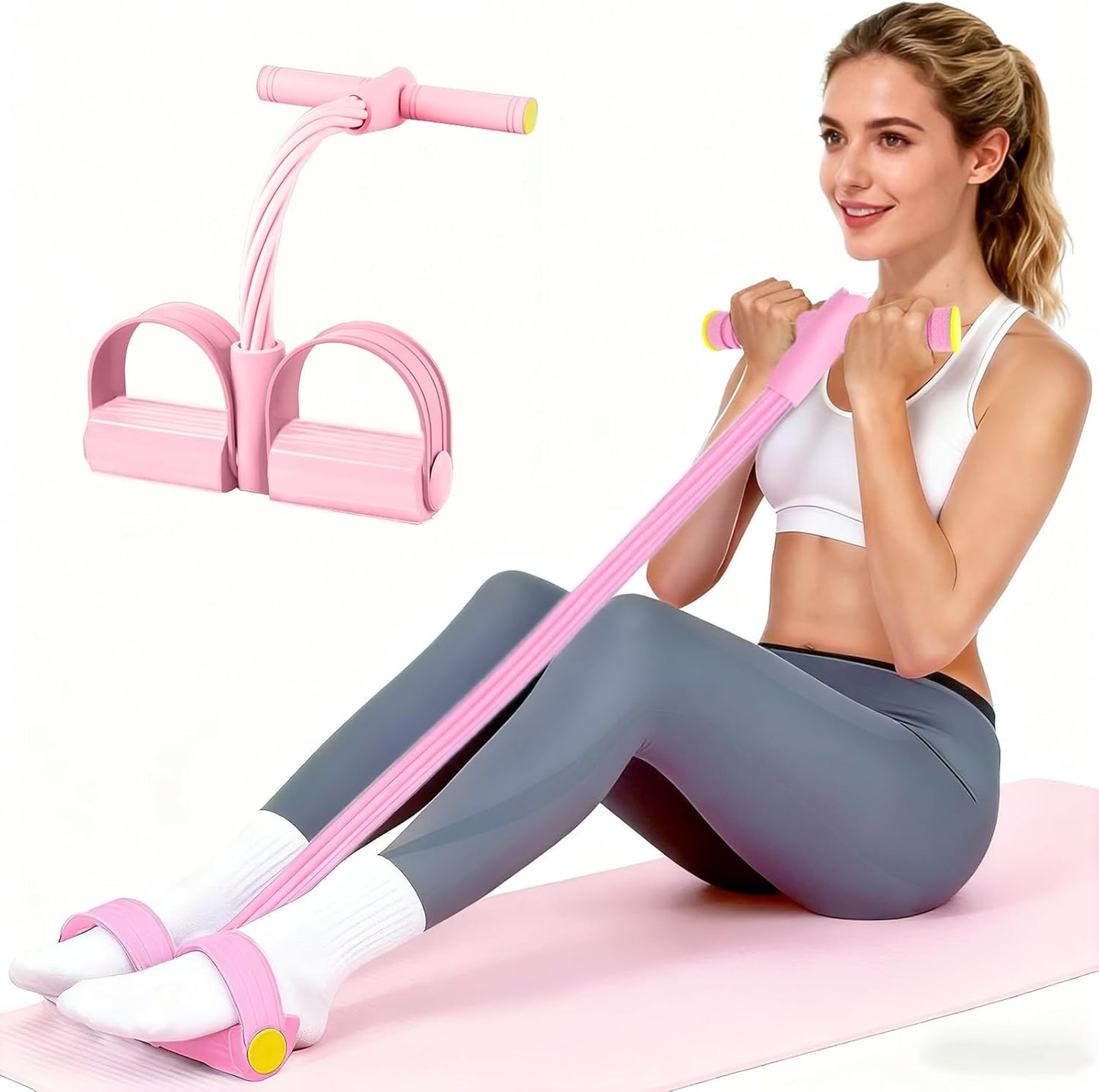 Pedal Resistance Bands with Handles, 6-Tube Tension Training for Full-Body Workout