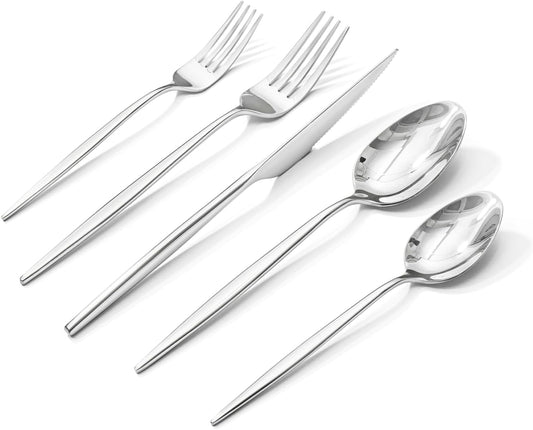 18/10 Silverware Set for 4, 20 Piece Stainless Steel Flatware Cutlery Set | KINGSTONE Mirror Polished Forks Knives Spoons Utensils, Tableware for Home Kitchen Restaurant Wedding, Dishwasher Safe