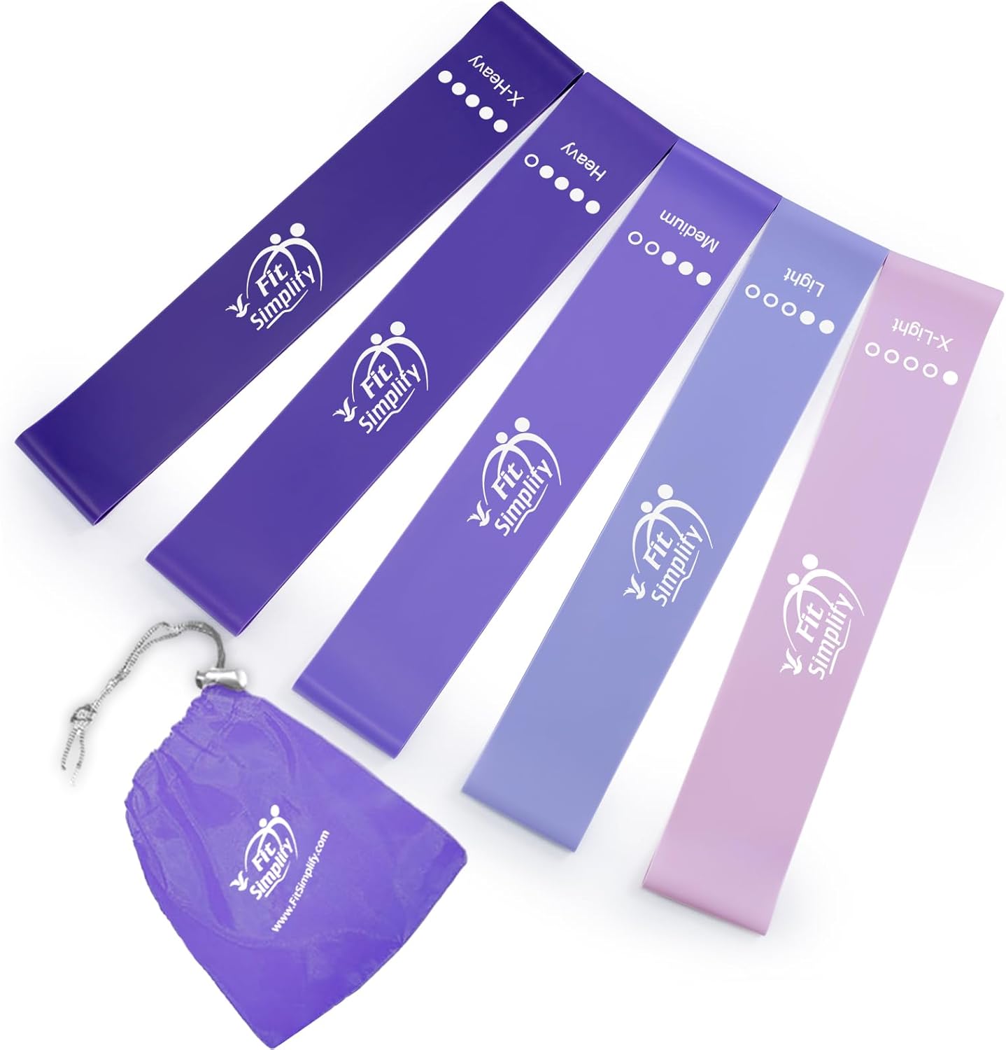 Fit Simplify Resistance Loop Bands - 5 Levels, Carry Bag, Instruction Guide