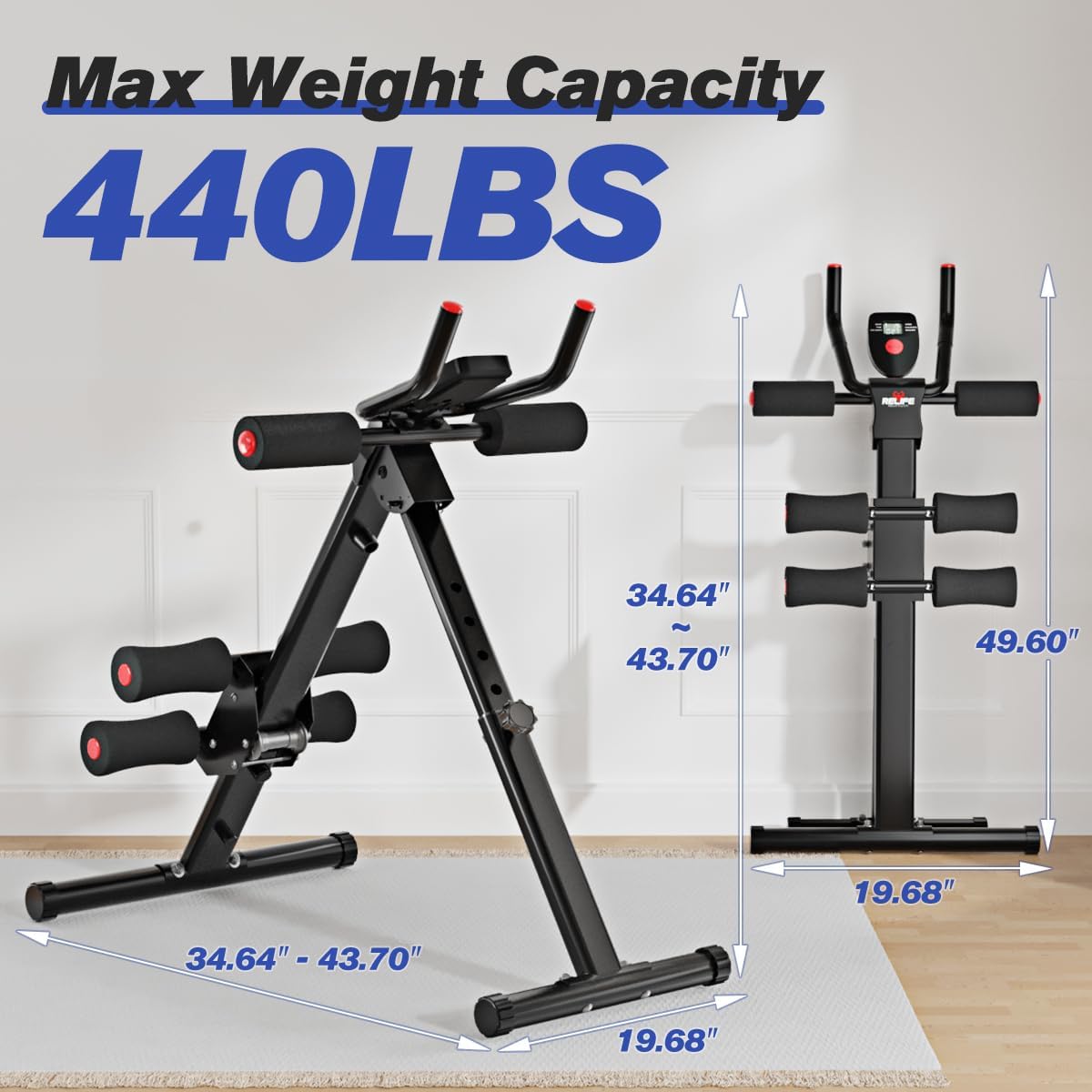 RELIFE Adjustable Ab Trainer Machine - Foldable Ab Cruncher, Full Body Workout, 440 LBS Capacity
