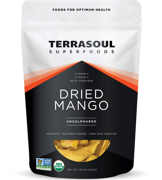Terrasoul Superfoods Organic Dried Mango Slices, 16 Oz, No-Added Sugar, Gluten-Free, Vegan