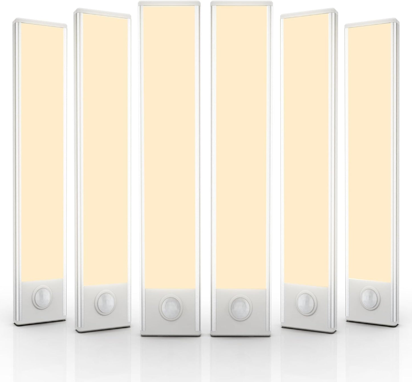 6 Pack Under Cabinet Lighting Wireless, 32 LED Rechargeable Battery Motion Sensor Light Indoor, Stick On Magnetic Closet Lights, Under Counter Lights for Kitchen, Stairs, White 8 in