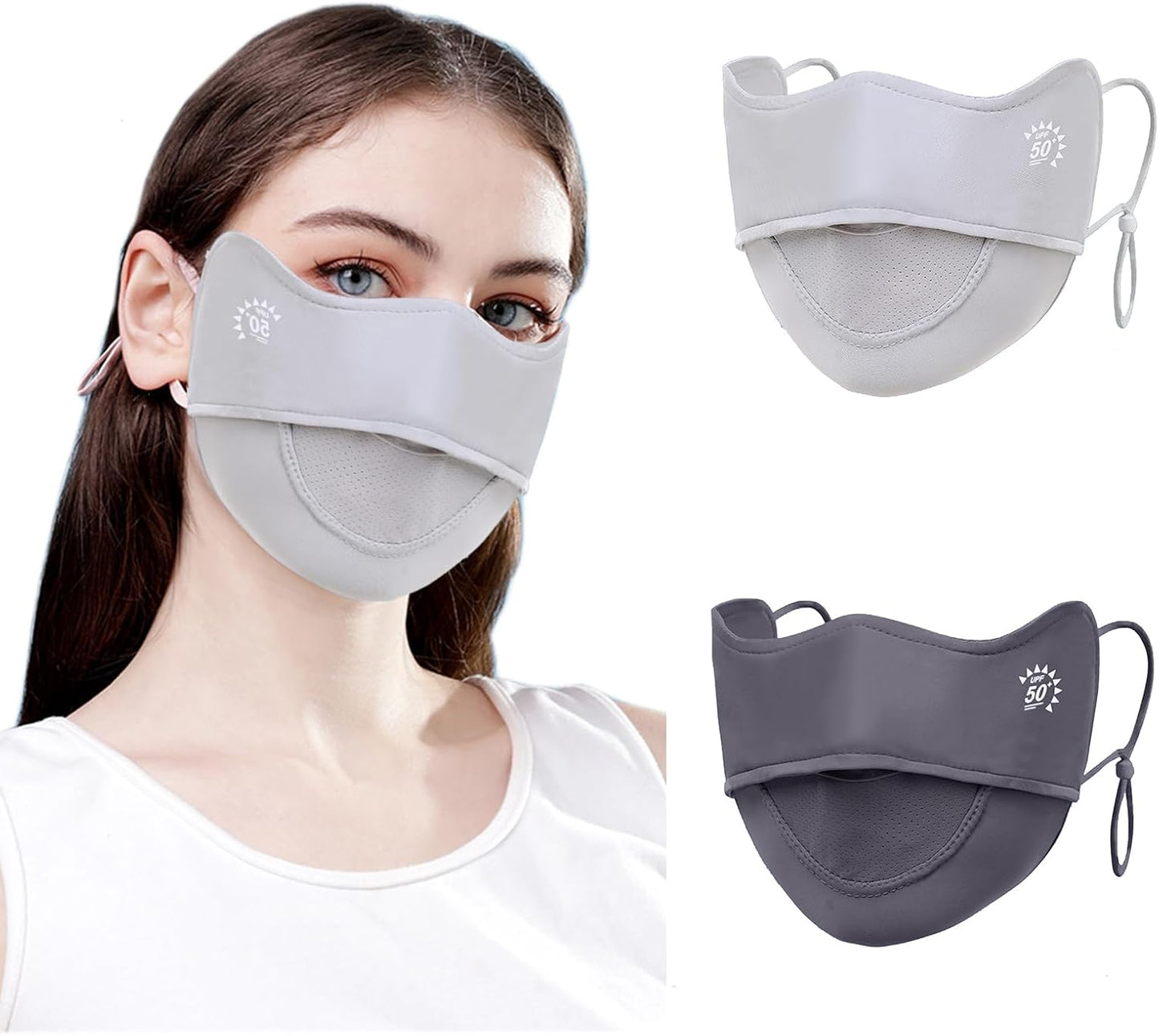 2Pcs UV Face Mask, Sun Masks for Women, Cooling Breathable Face Cover