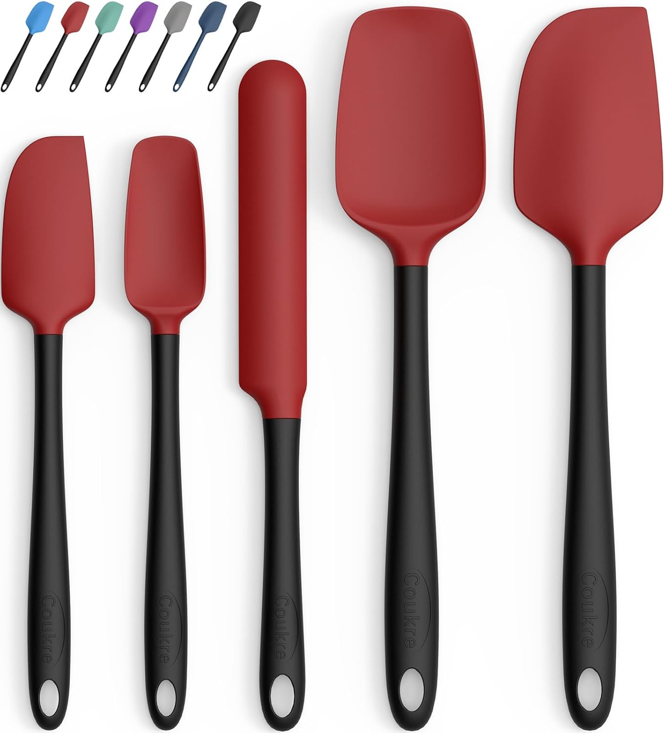 Coukre Silicone Spatula Set of 5,High Temperature Resistant, Food Grade Silicone, Dishwasher Safe, for Baking, Cooking (Aqua Green)
