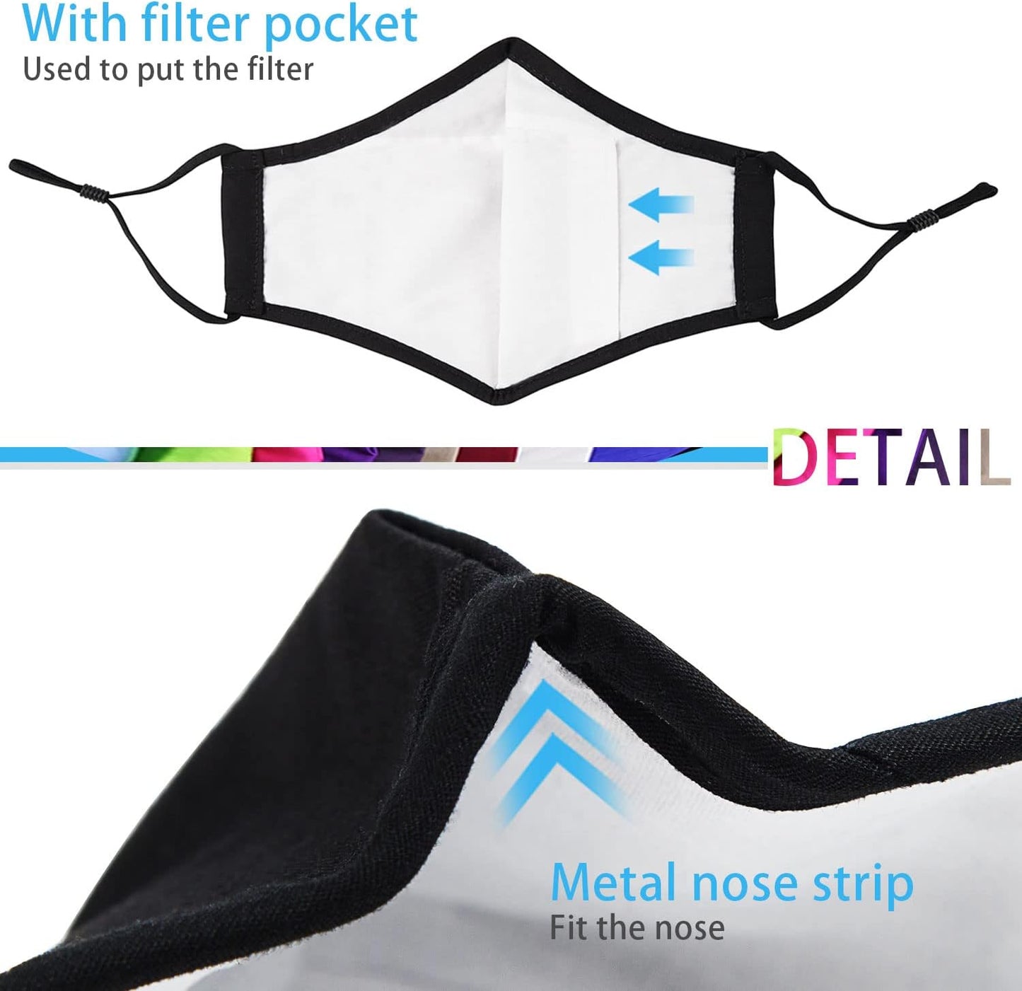 PAGE ONE Reusable Cloth Face Masks Washable Adjustable Breathable Cotton Face Mask