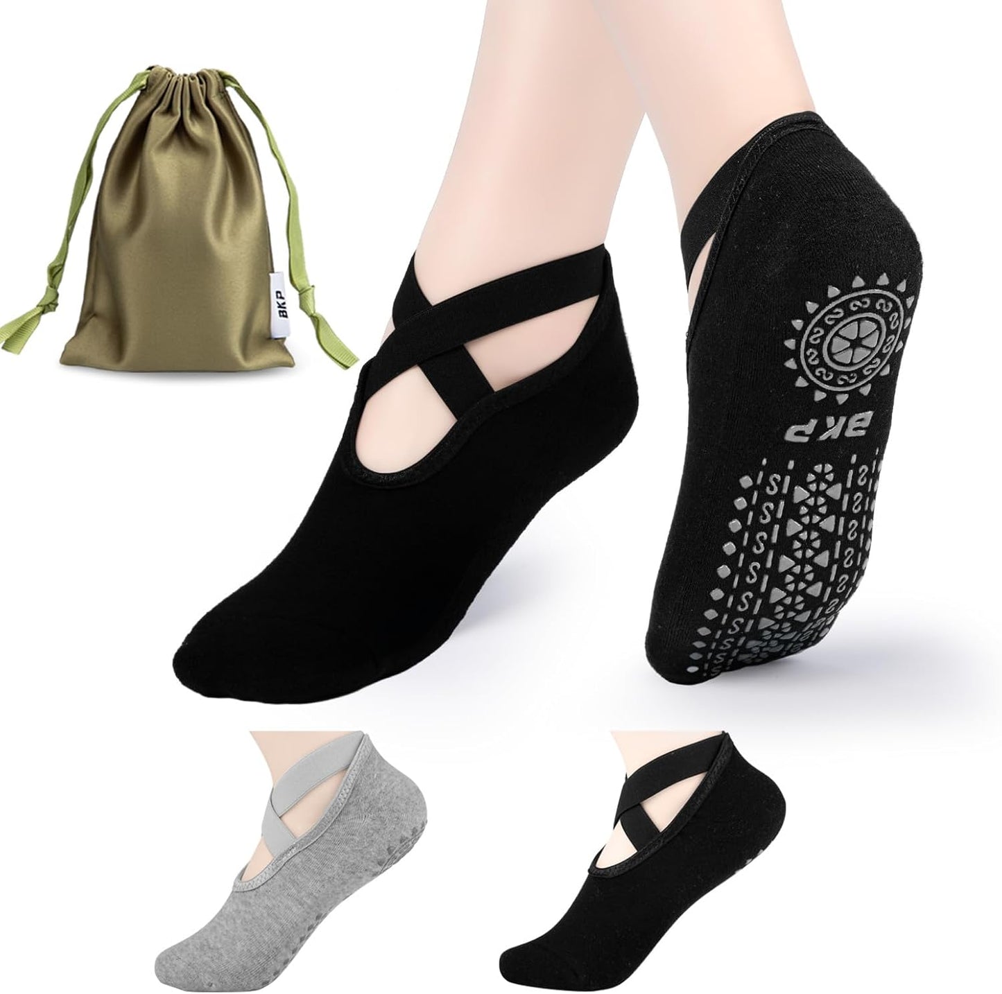 BKP Yoga Socks for Women - Non Slip Grip Socks for Ballet, Pilates