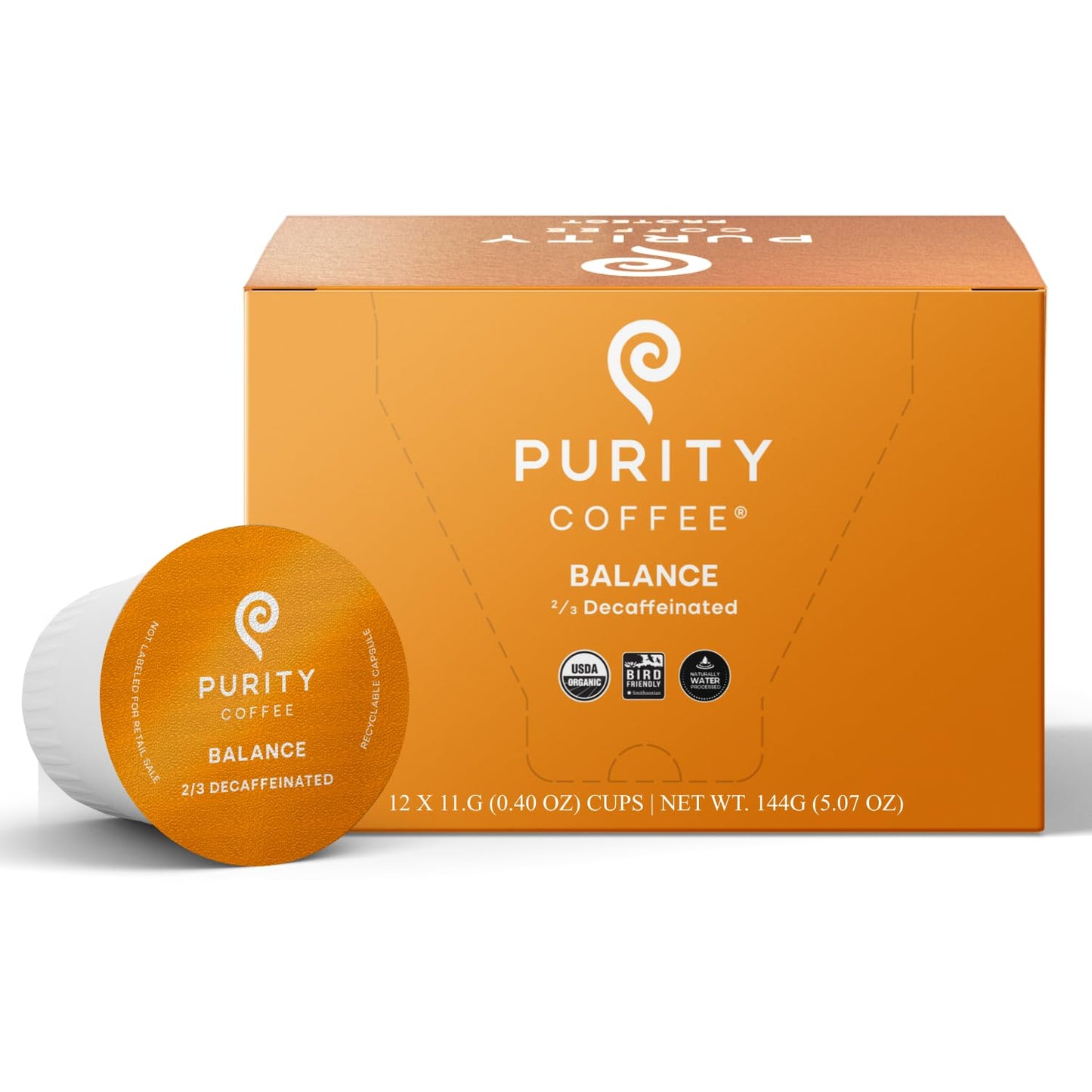 Purity Coffee FLOW Original Medium Roast K Pod Capsules 12ct Box Specialty-Grade USDA Organic Arabica Blend