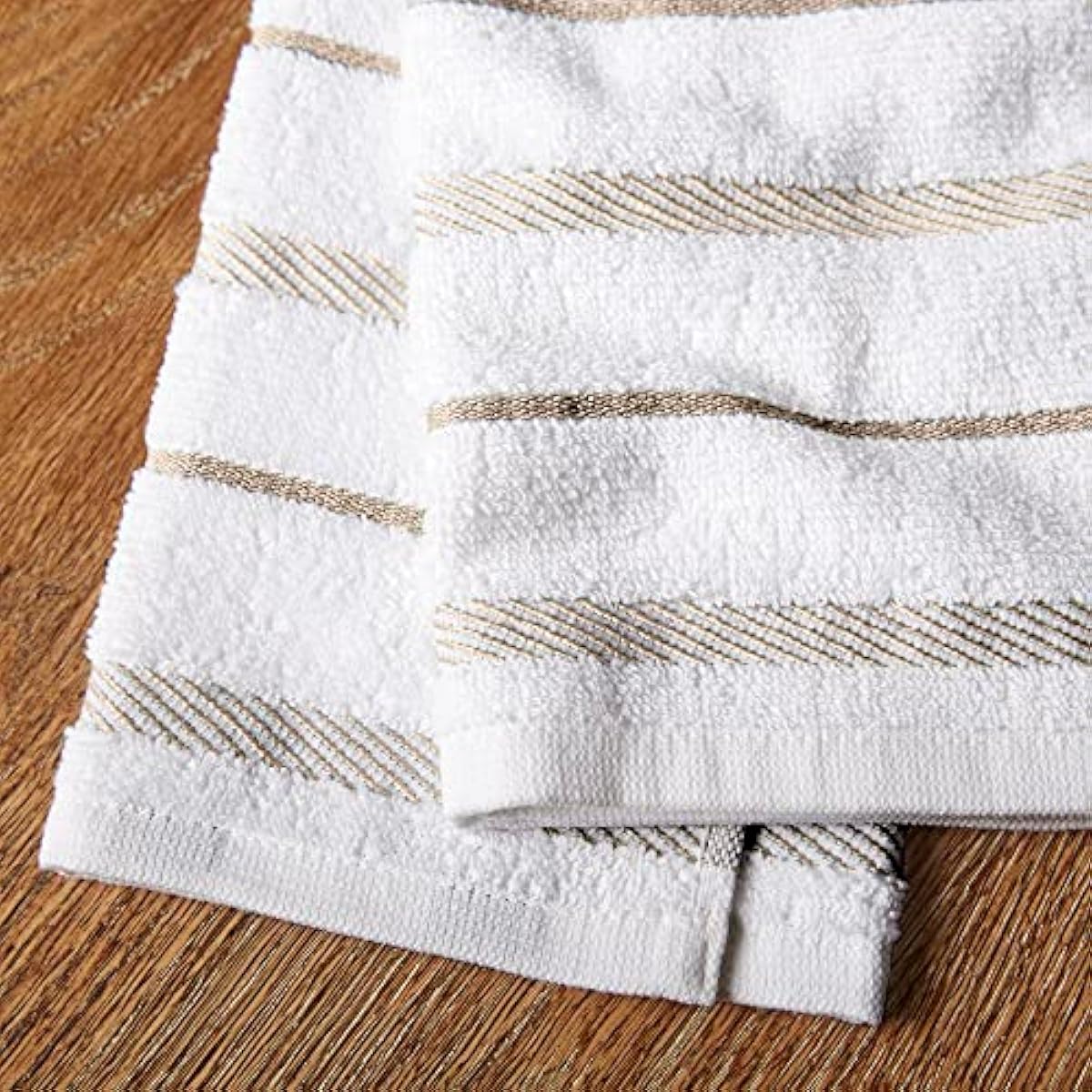 KitchenAid Albany Kitchen Towel 4-Pack Set, Milkshake Tan/White, 16"x26"