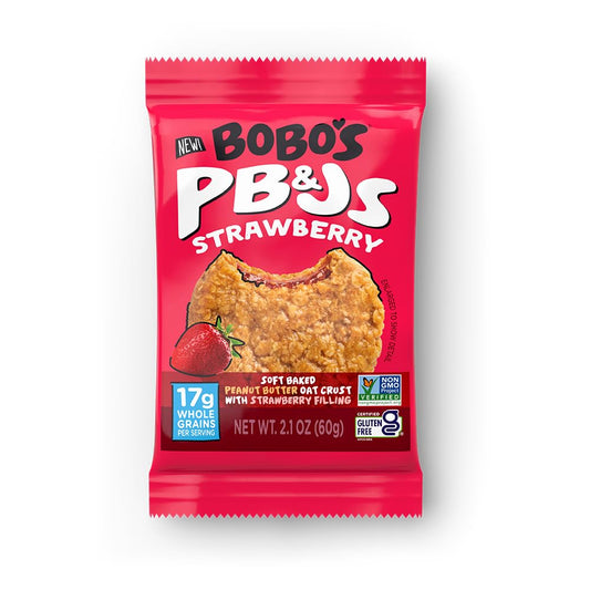 Bobo's Strawberry PB&J Oat Snacks, Gluten-Free, Non-GMO, Plant-Based, Whole Grain Oats