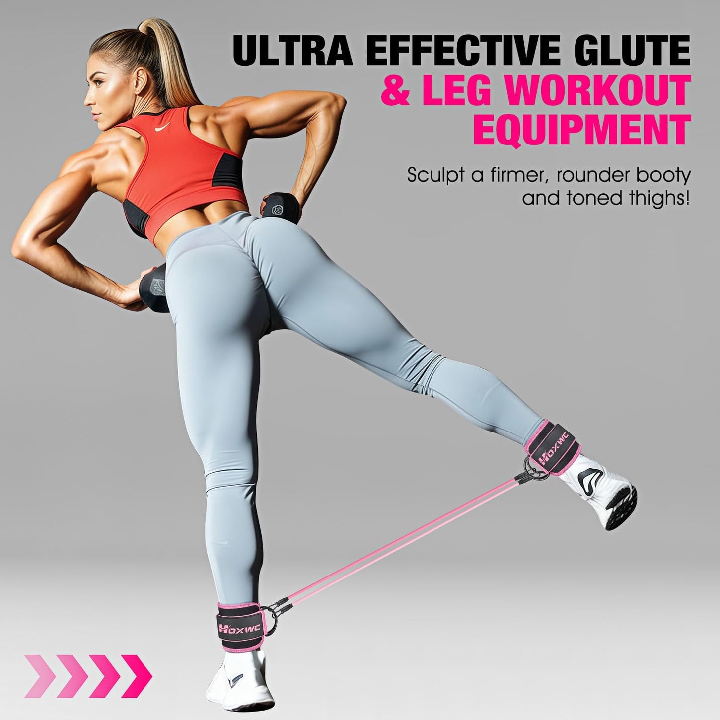 Ankle Resistance Bands with Cuffs for Leg, Booty & Hip Workouts