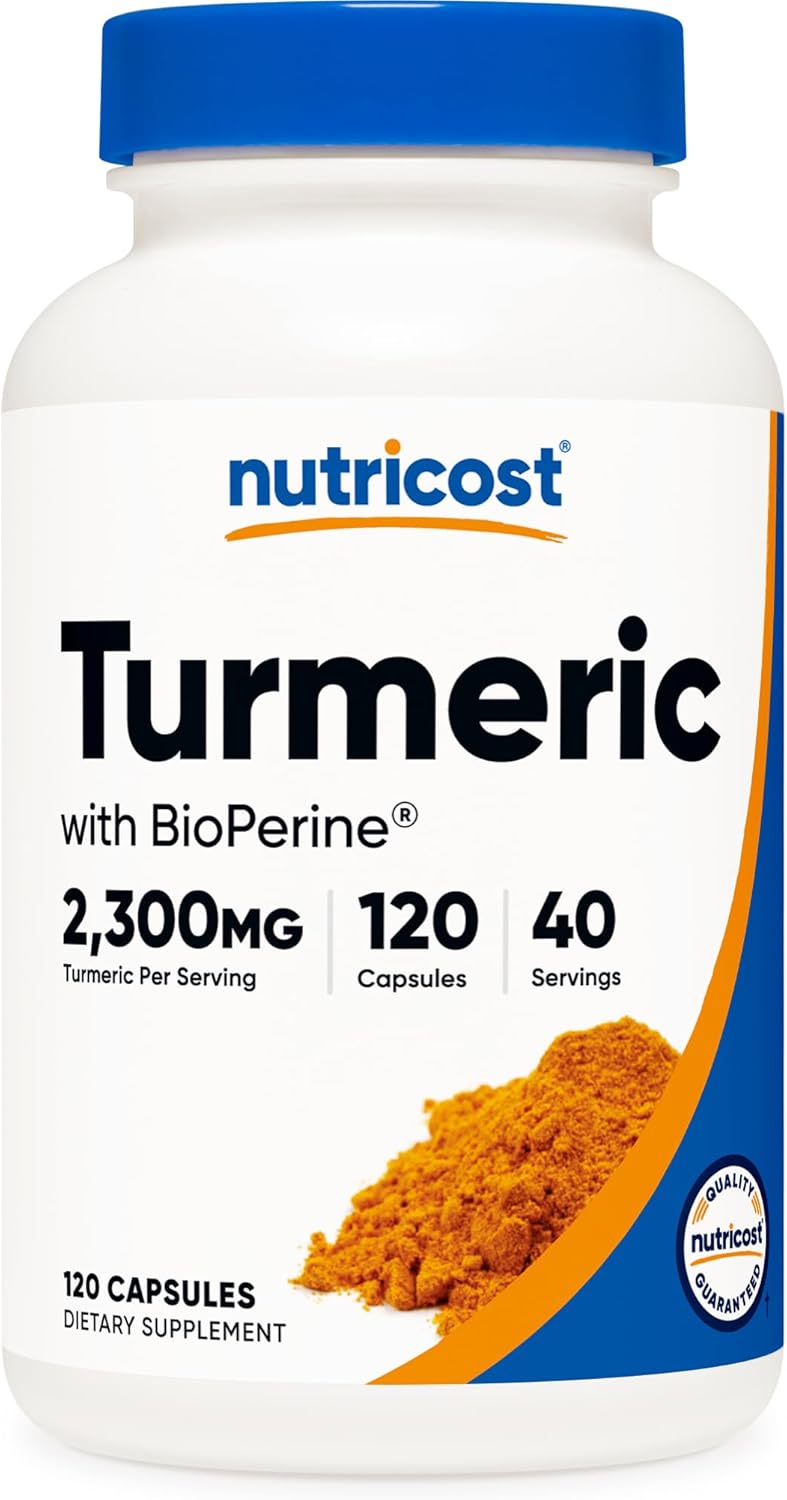 Nutricost Turmeric Curcumin with BioPerine, 2300mg, 120 Veggie Capsules, Gluten Free, Non-GMO