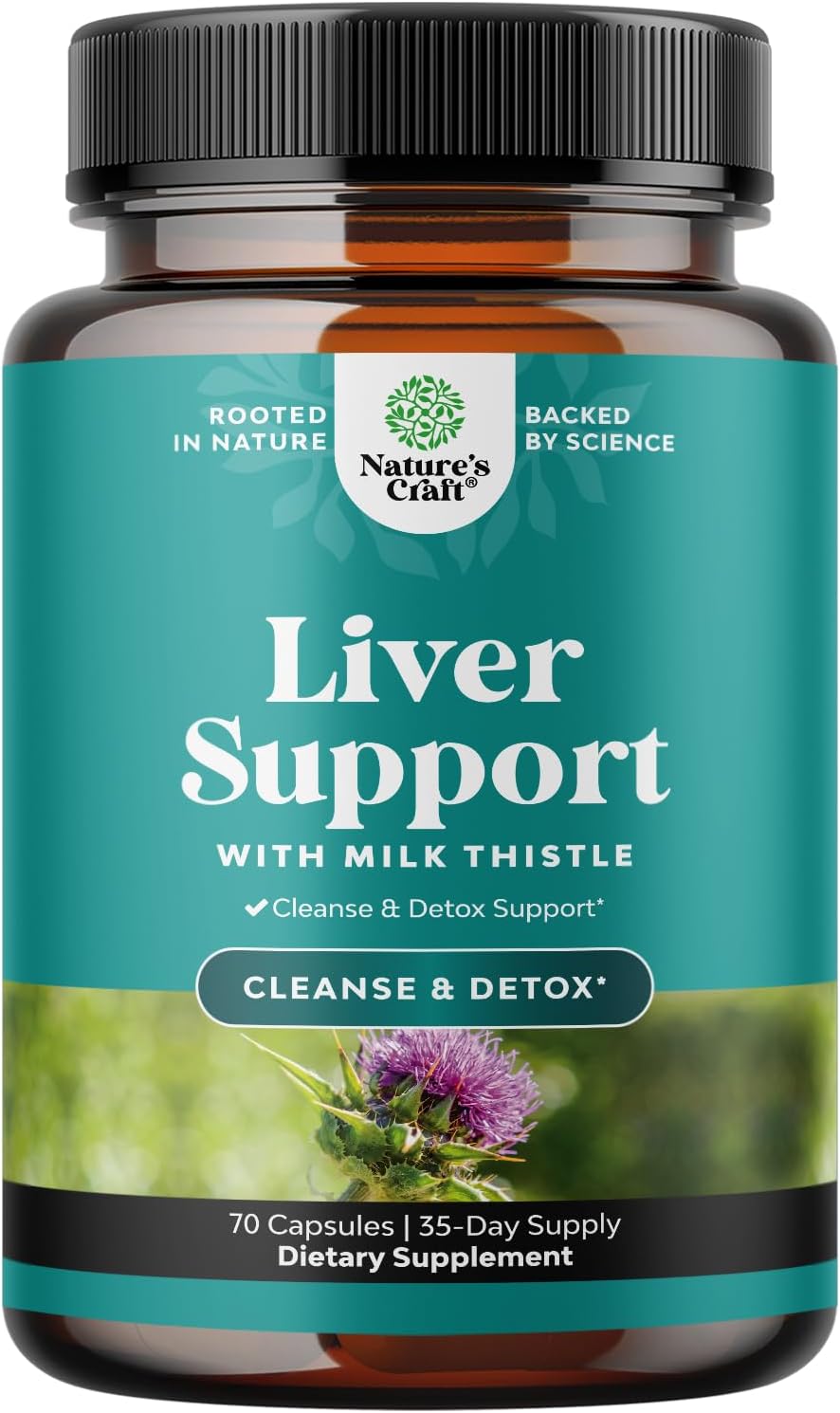 Liver Cleanse Detox & Repair - Milk Thistle Supplement for Digestion & Immune Health - Ginger Root, Choline & Dandelion Root - Herbal Liver Support with Silymarin, Beetroot & Artichoke - 70 Count