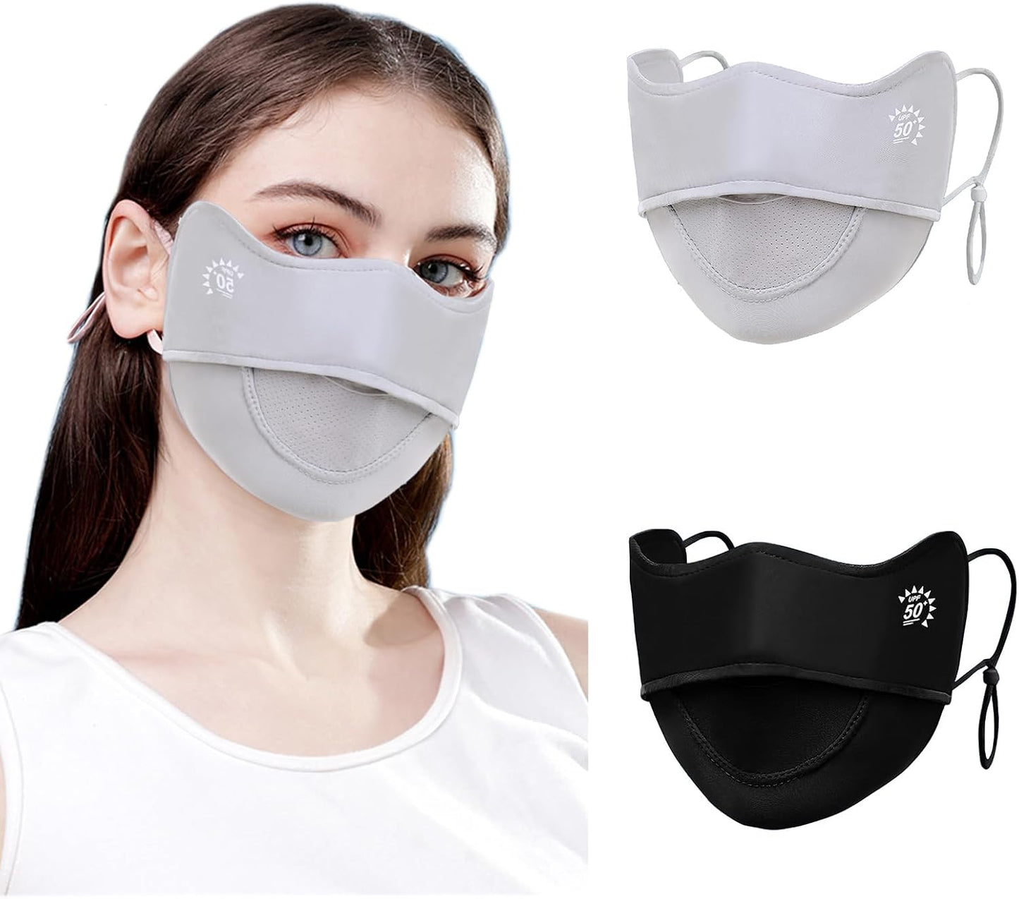 2Pcs UV Face Mask, Sun Masks for Women, Cooling Breathable Face Cover