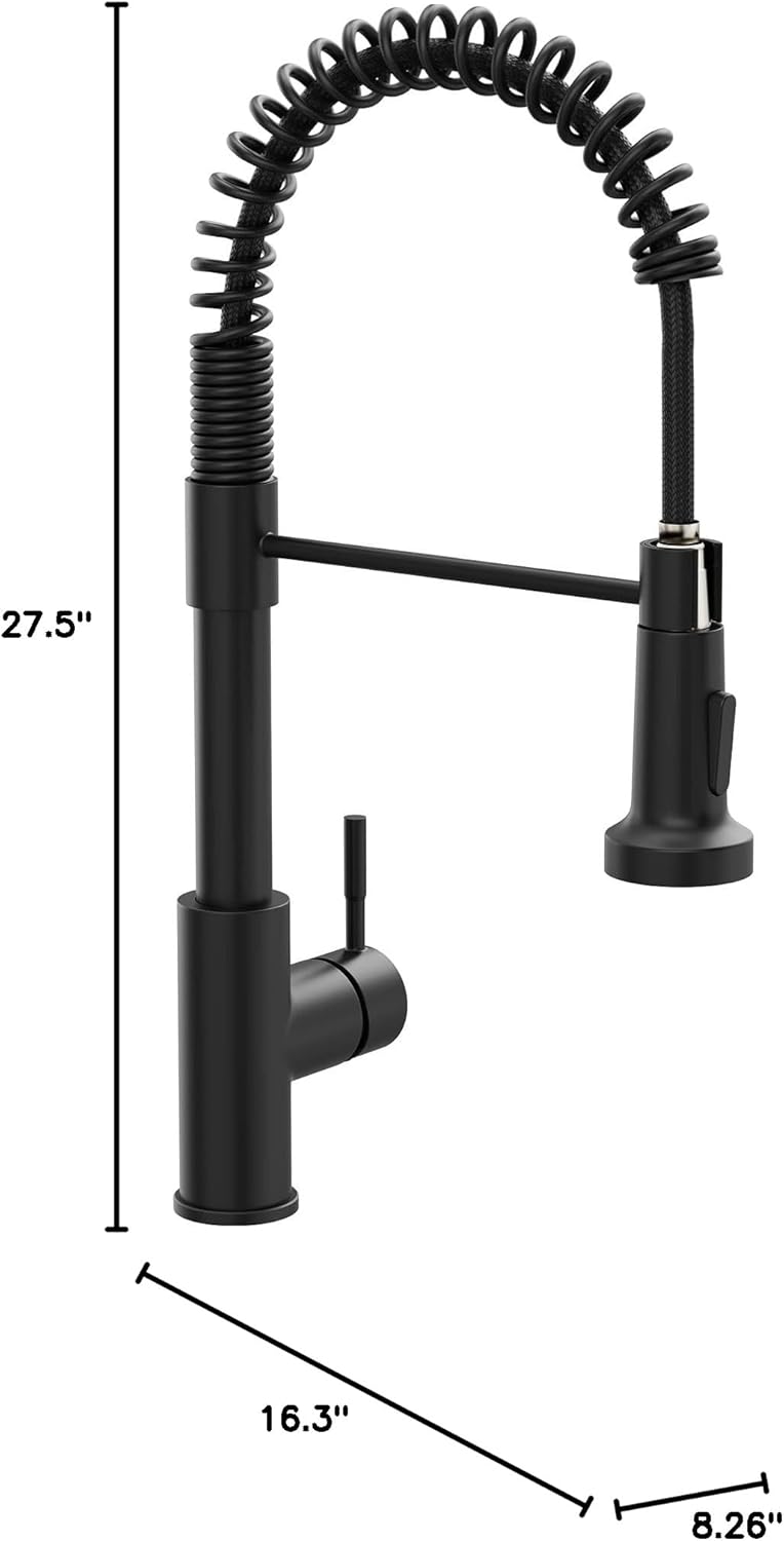 GIMILI Black Kitchen Faucet with Pull Down Sprayer Single Handle Single Hole Rv Kitchen Faucet for Farmhouse Bar Laundry Outdoor Sink