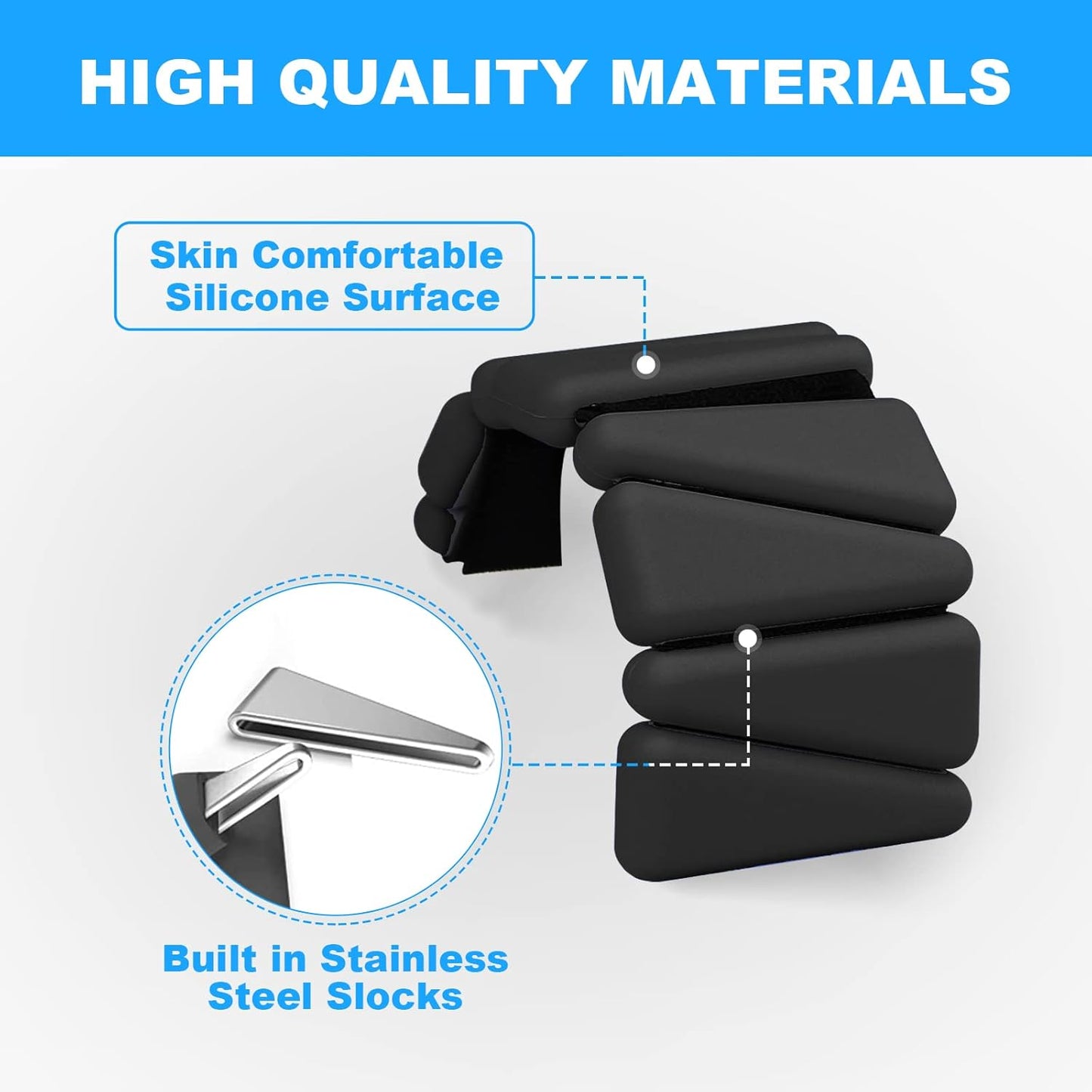 Adjustable Wrist Weights Set of 2, 1lb Each, for Women & Men, Silicone, Sweat-Proof