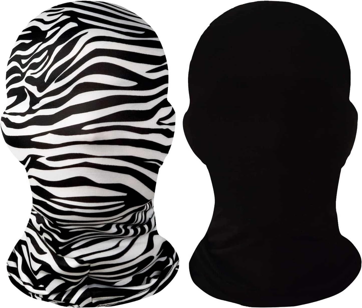 Homelex 2 Pieces Full Face Mask, Unisex BW 2nd Skin Spandex Halloween Hood