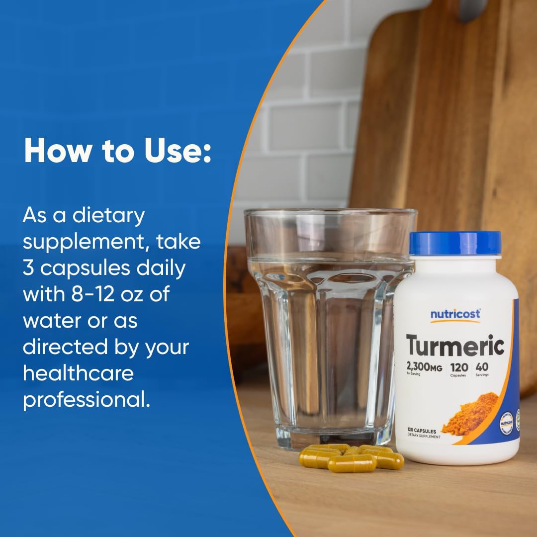 Nutricost Turmeric Curcumin with BioPerine, 2300mg, 120 Veggie Capsules, Gluten Free, Non-GMO