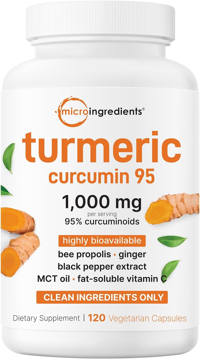 Micro Ingredients Pure Turmeric Curcumin Supplement 1,000mg – 95% Curcuminoids with Black Pepper & Ginger – High Absorption for Joint & Antioxidant Support* – Filler Free, 120 Veggie Capsules