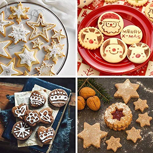 MCIGICM Cookie Cutters Shapes Baking Set, 12PCS Flower Round Heart Star Shape Biscuit Stainless Steel Metal Molds Cutters for Kitchen Baking Halloween Christmas
