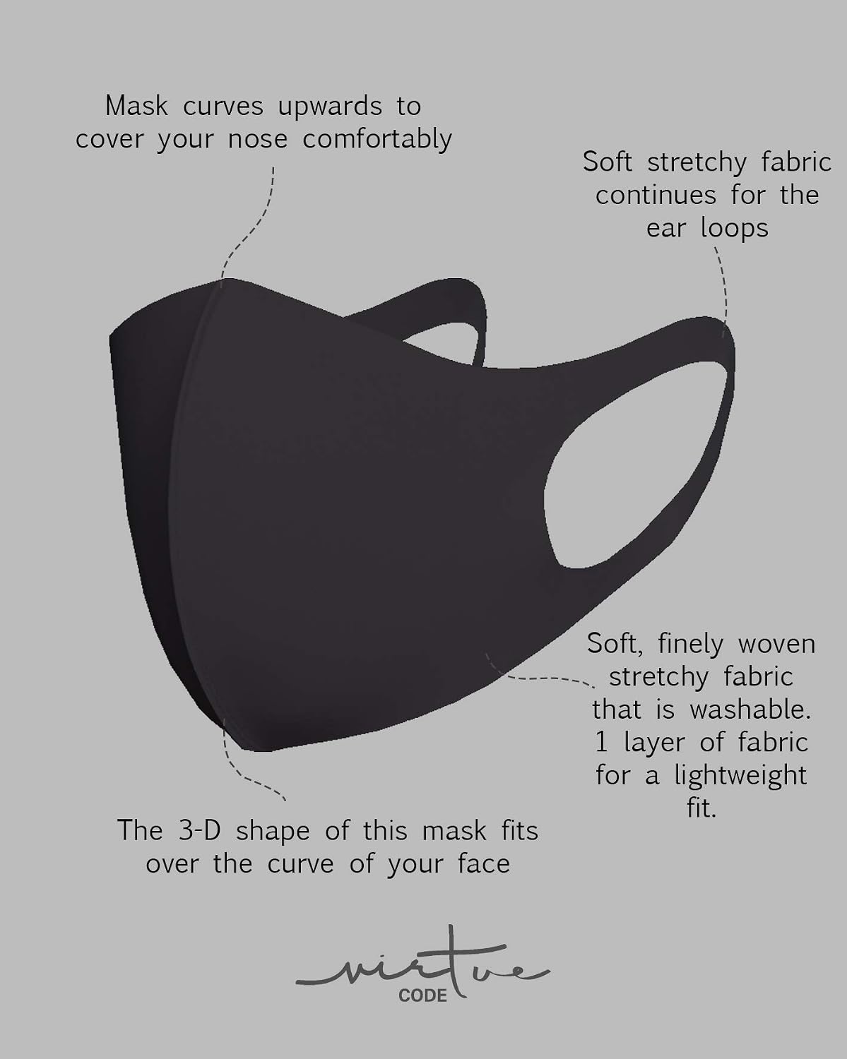 Virtue Code Second Skin Cloth Face Mask Pack 4 Buttery Soft Masks
