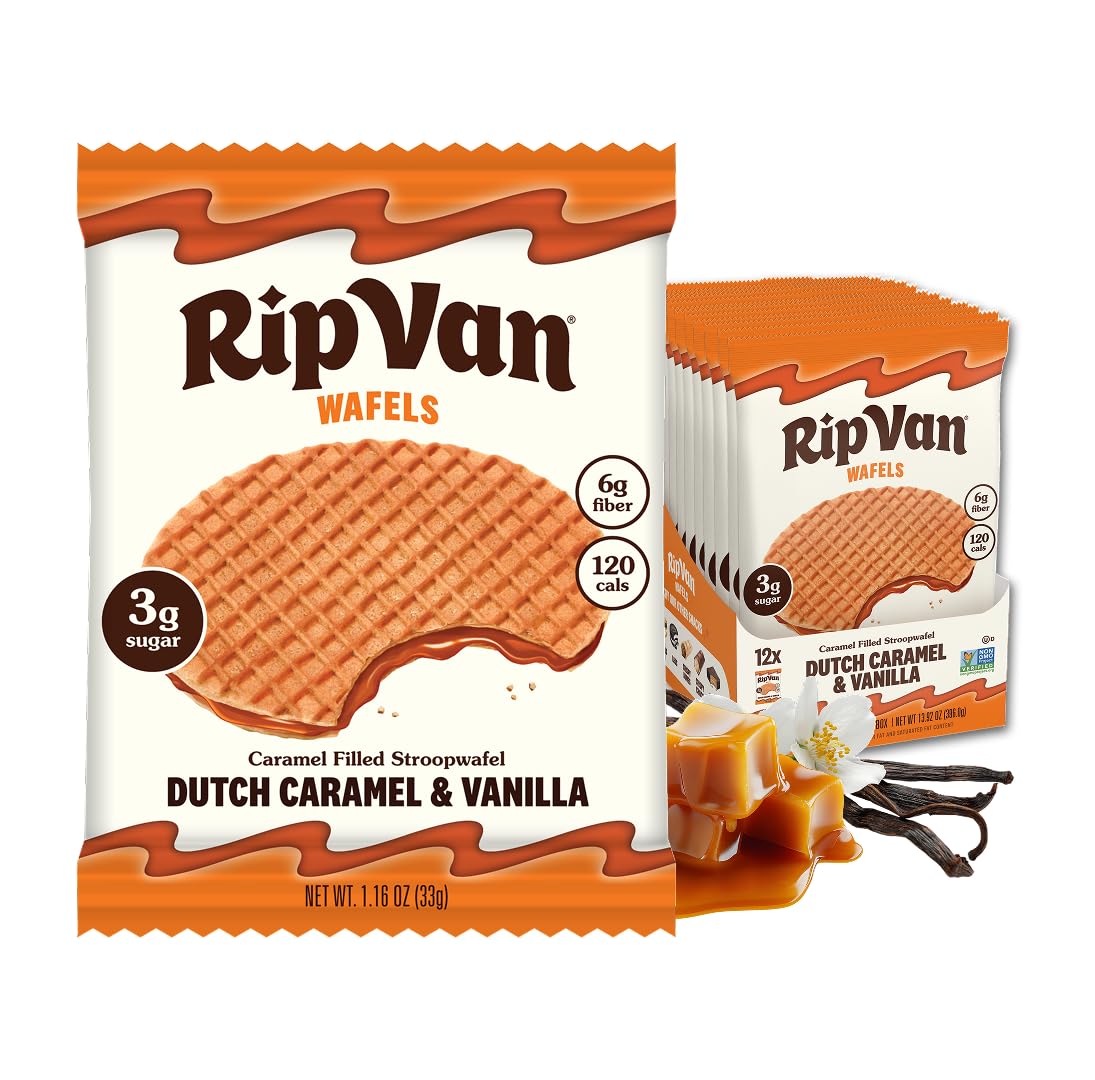 Rip Van Wafels Dutch Caramel & Vanilla Stroopwafels, 12 Count, Snack