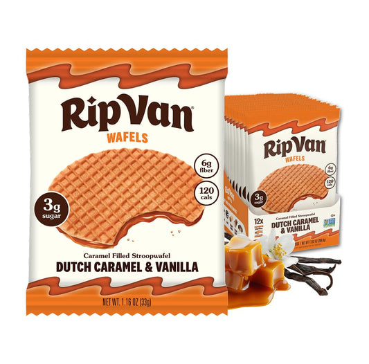 Rip Van Wafels Dutch Caramel & Vanilla Stroopwafels, 12 Count, Snack