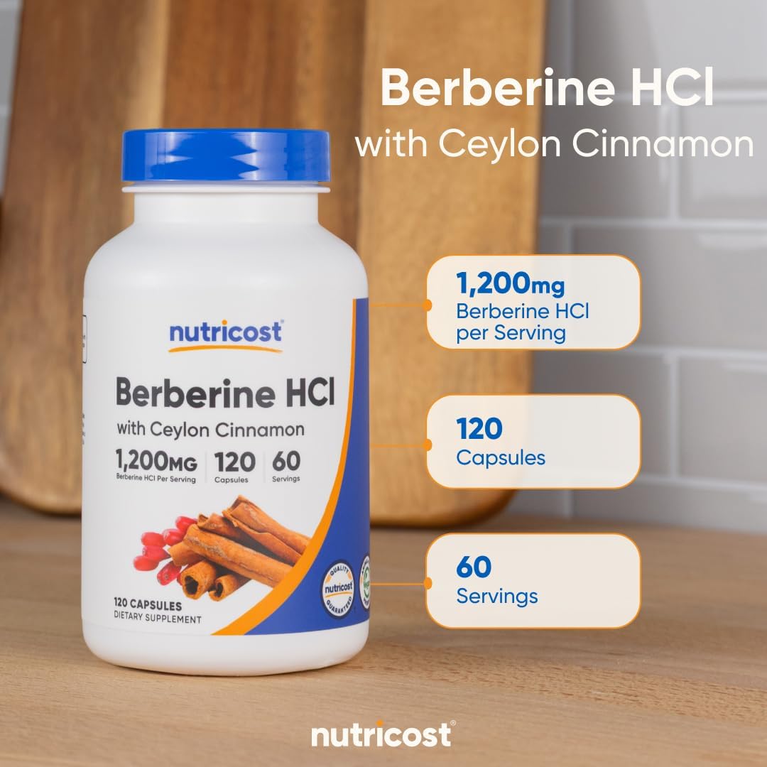 Nutricost Berberine HCl with Ceylon Cinnamon Capsules 120 Count