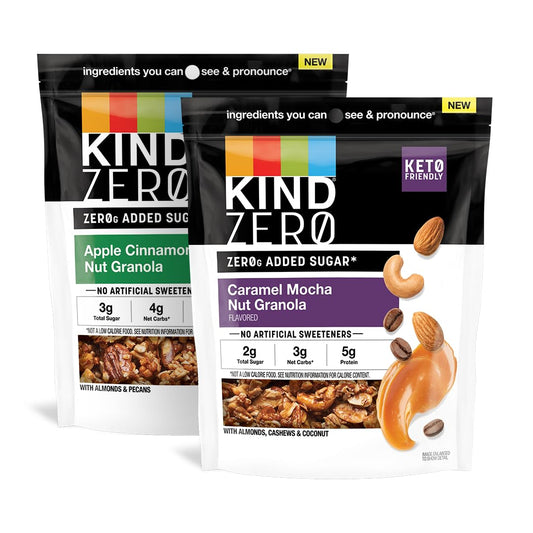 KIND Zero Added Sugar Granola Variety Pack, 2 Count, Gluten Free, 8oz, Keto Friendly