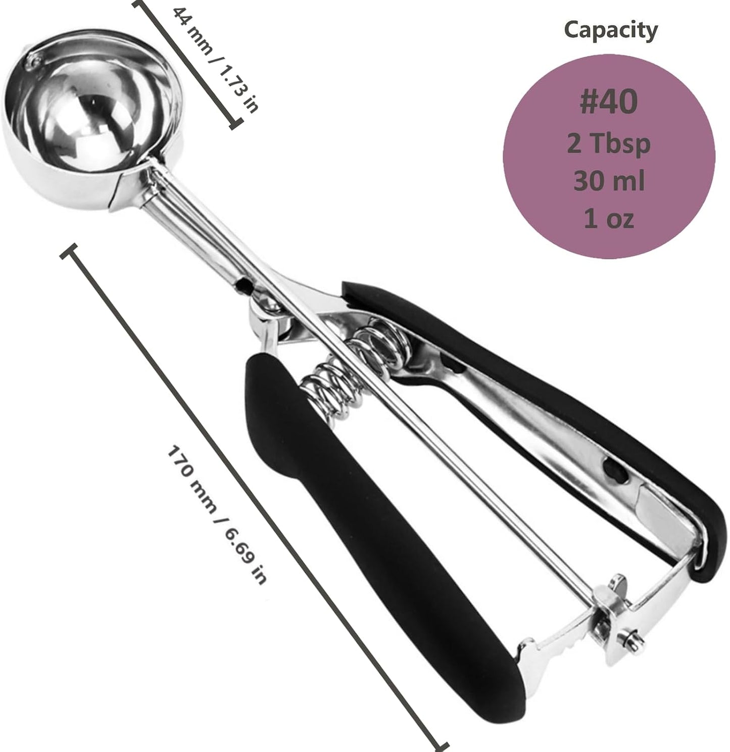 Ice Cream Scoop, 18/8 Stainless Steel Cookie Scoop, Cookie Scoops for Baking, 2 Tbsp/ 30 ml/ 1 oz Cookie Dough Scoop, Ice Cream Scooper with Trigger Release, Cookie Scooper for Baking