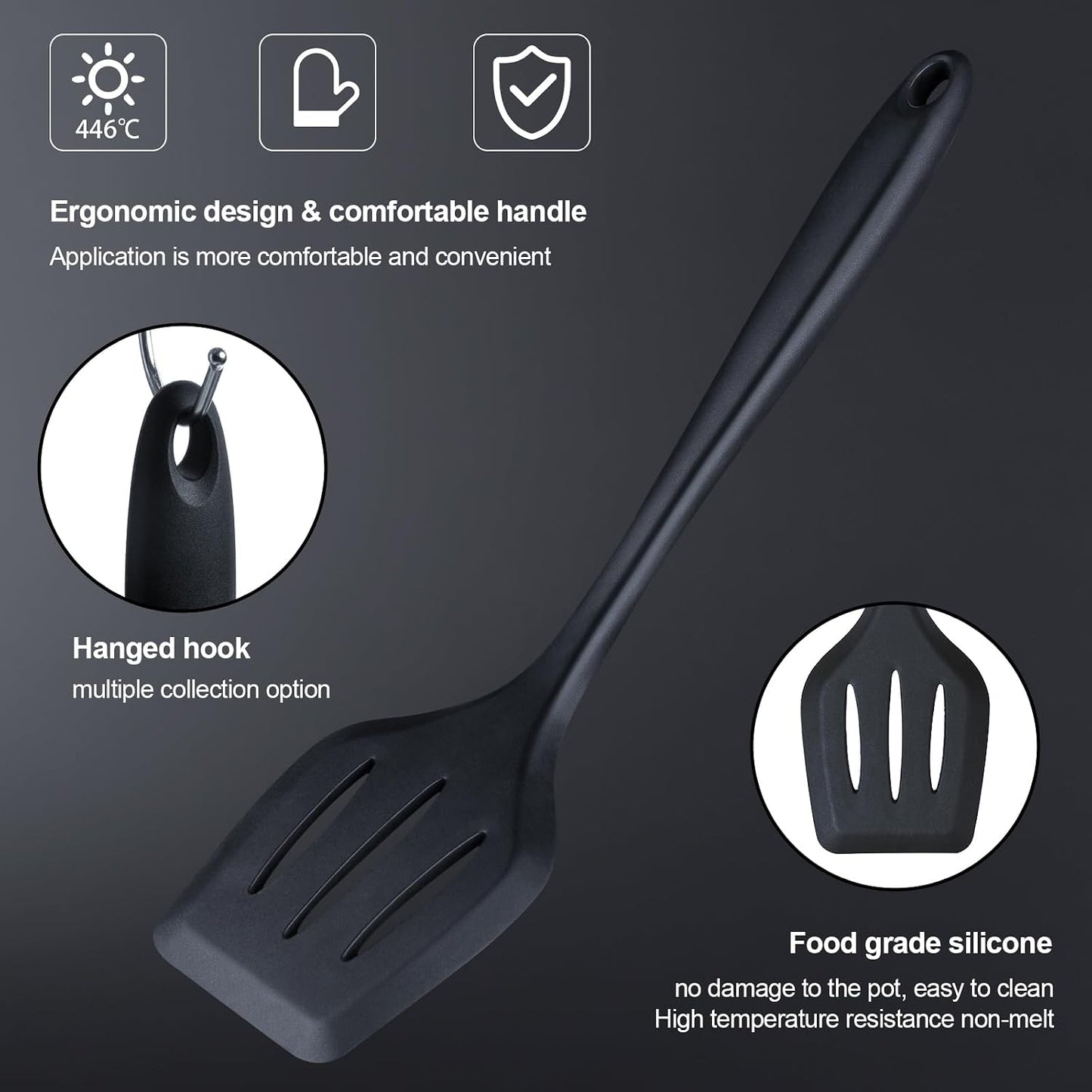 RAXCO Kitchen Utensils Set,18-Piece Cooking Utensils and Knife Set,Black | Food-grade Silicone Heat-safe to 410°F, Detachable Stainless Steel Holder, 5 Kitchen Knives and Cutting Board All-in-one