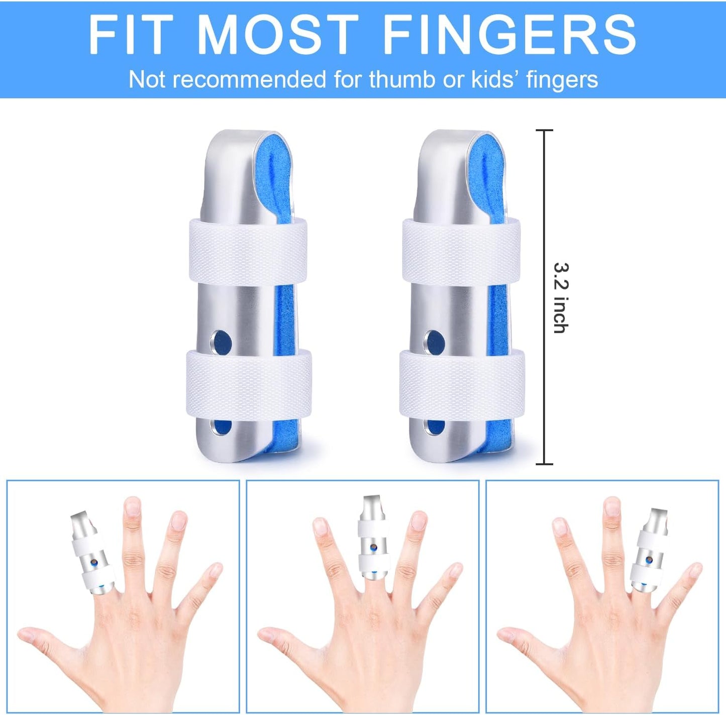 Sopito Finger Splint, 2pcs Finger Support Brace for Arthritis Middle Size