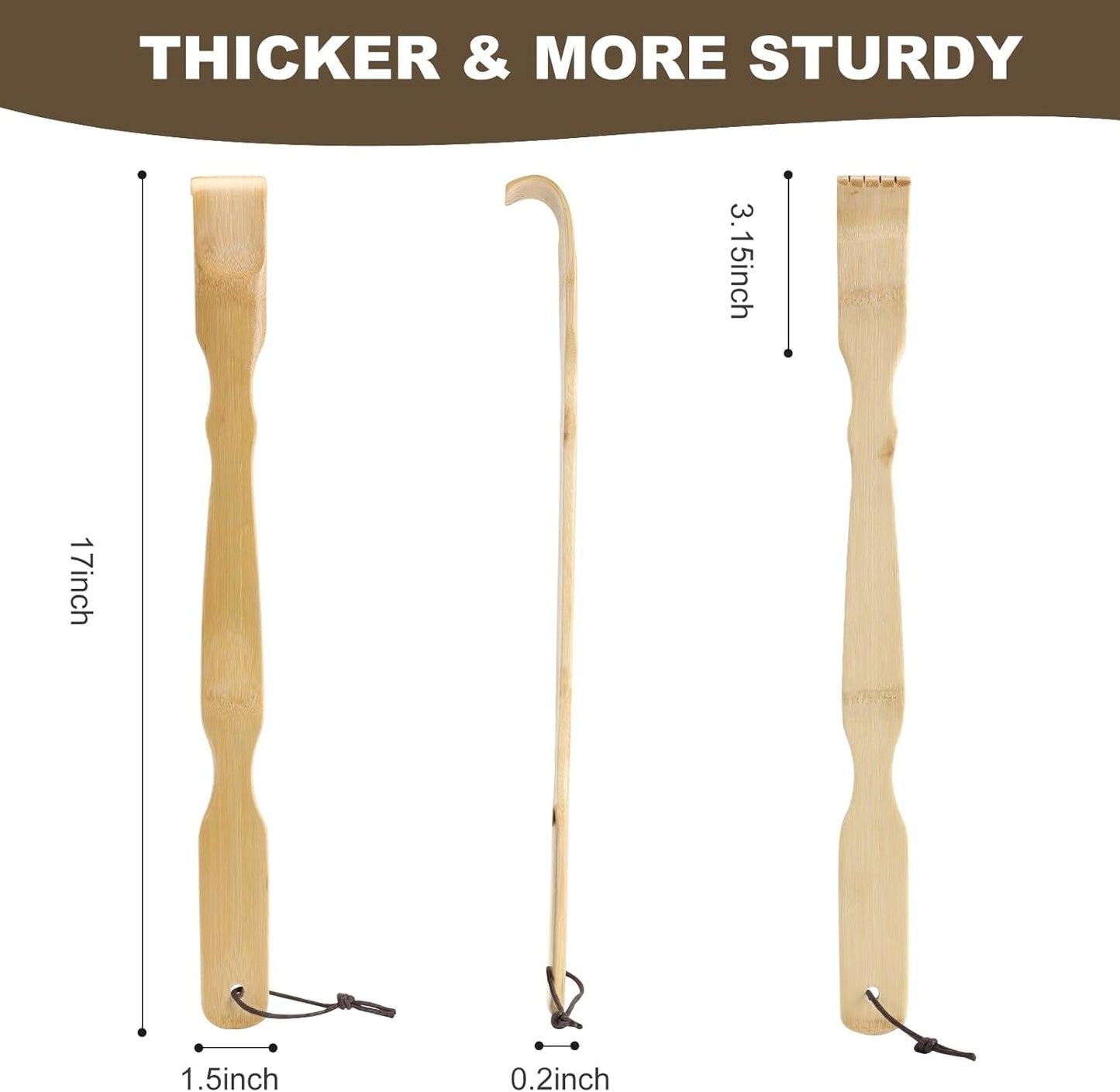 YIMICOO 2 Pack 17 Inch Long Wooden Bamboo Back Scratchers for Adults
